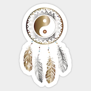 Yin yang dream catcher bronze Sticker